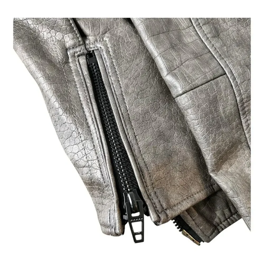 BlankNYC Croc Embossed Faux Leather Jacket Small